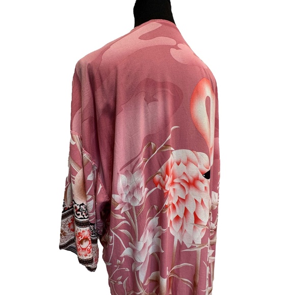 Boho Kimono Cover-Up Robe | One Size | Printed Open Front Duster Layer - Picture 8 of 9